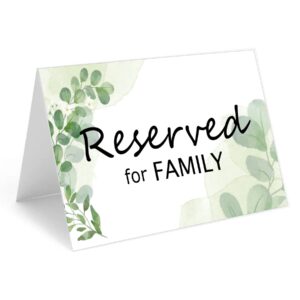 reserved signs for wedding reception greenery reserved table cards tented table place setting cards engagement party,rehearsal dinner,anniversary party or any events 10 pack (color2)