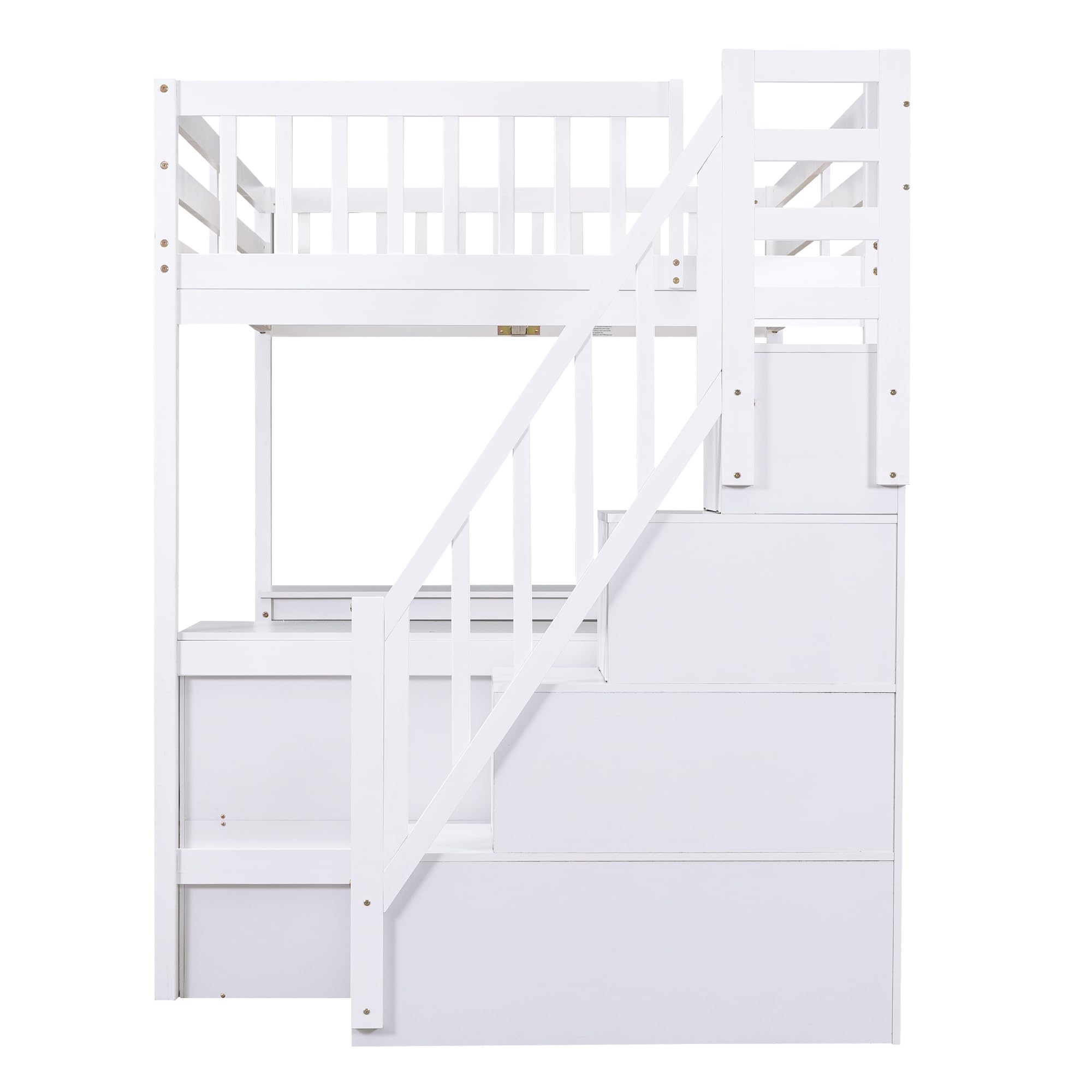 Harper & Bright Designs Full Loft Bed with Desk and Storage Shelves, Wood Full Size Loft Bed with Storage Staircase, High Loft Bed Full with Slat Support for Kids, Boys,Girls,Teens, Adults, White