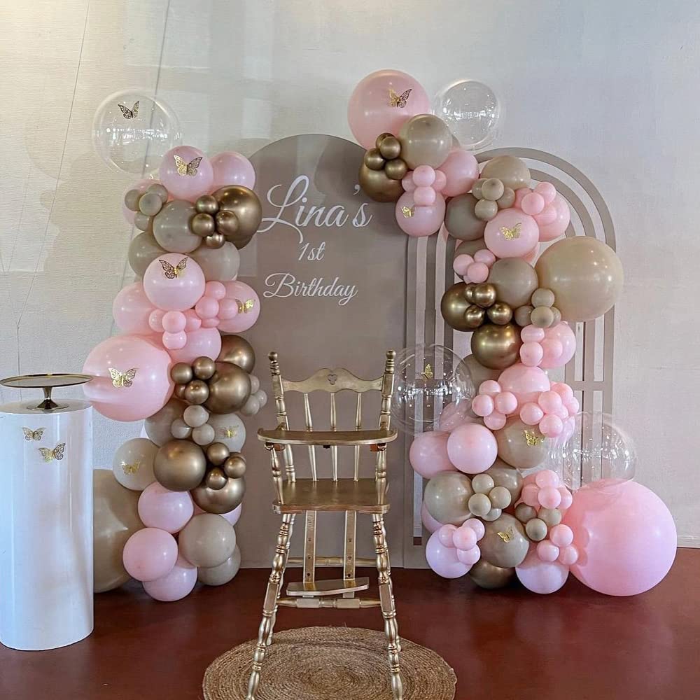 First Communion Pink Balloon Garland Arch Kit, Girl Baptism Christening Party Decorations, Pink Gold White Balloons with Cross and Dove Balloon for Happy Birthday God Bless Theme Supplies