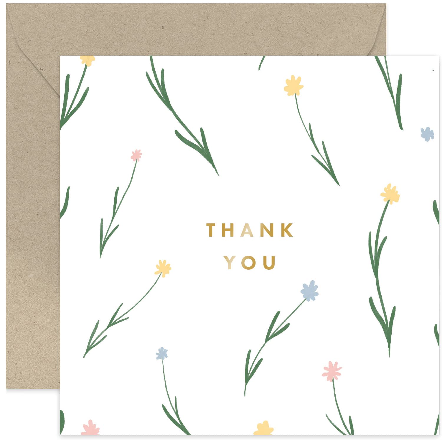 Old English Co. Thank You Card for Them - Floral Gold Foil Thank You Card for Him or Her - Foliage Flower Grateful for Help and Support Card for Friends Family | Blank Inside with Envelope