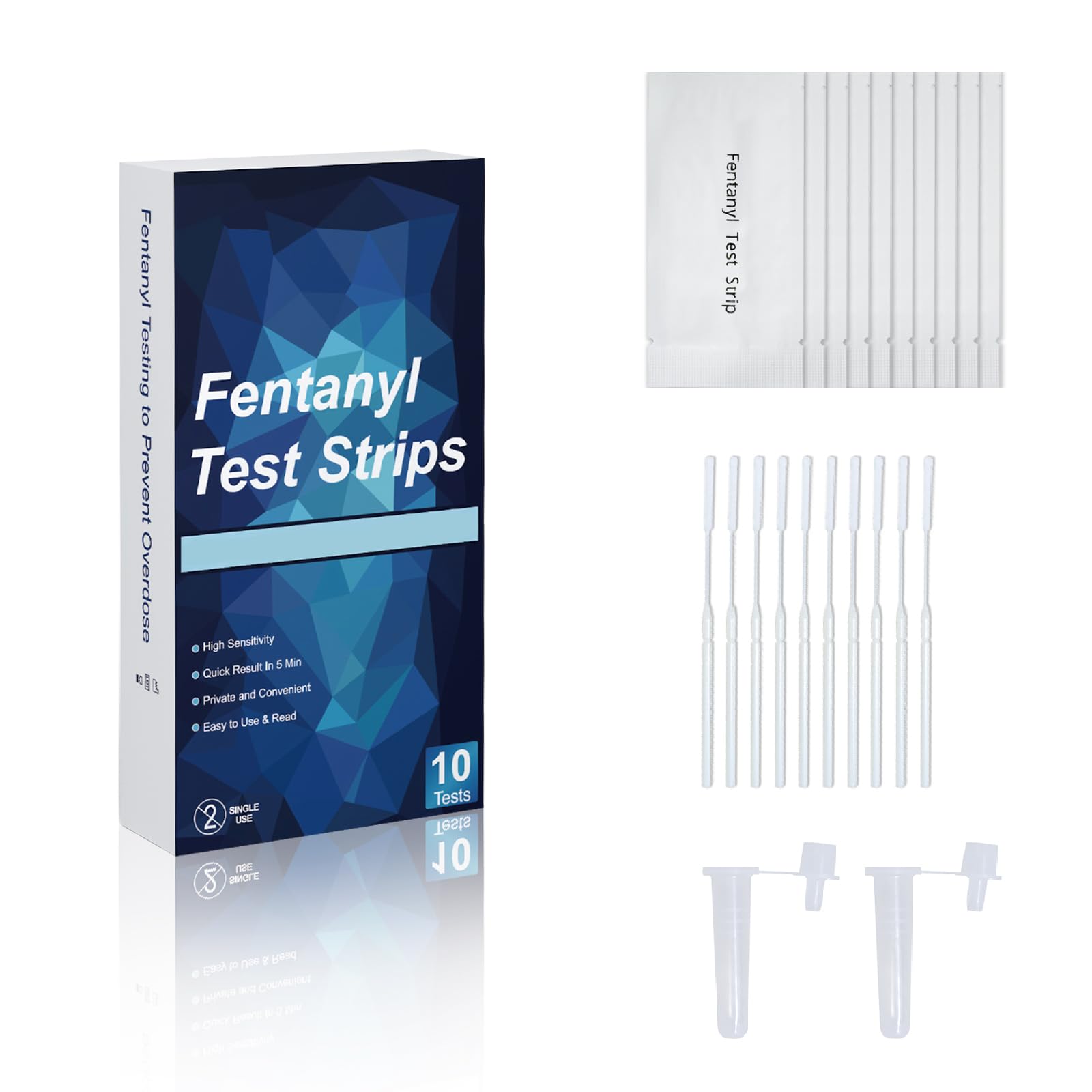 Fentanyl Testing Strips, EZING Fentanyl Test Strip Kit，High Sensitive, Rapid Response, Easy to Use and Read, 10 Test Strips Per Pack