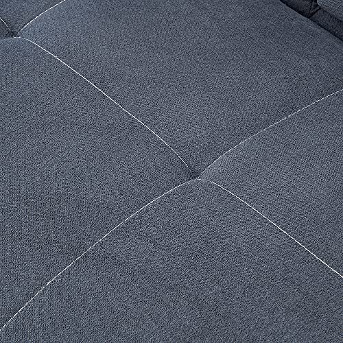 Panana Sofa Bed with Cup Holders,Convertible Sleeper Couch Bed Daybed, Upholstered Linen Fabric Folding Recliner, Futon Sofá, 3 Seaters for Living Room Furniture Sets,5 Positions Recliner in Gray