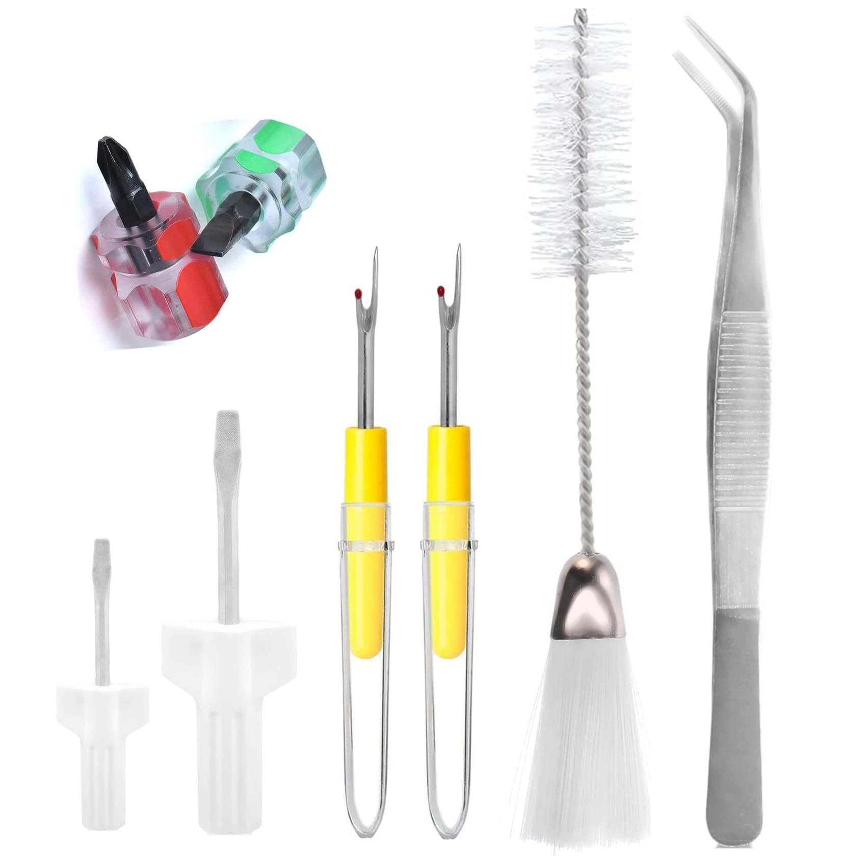 8 Pieces Sewing Machine Cleaning Kit Include Sewing Machine Repair Tools with Tweezers Double Headed Brush Screwdriver for Repair and Cleaning Sewing Machine