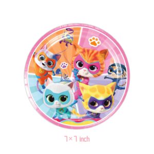 Super Kitties Party Supplies 40Pack include 20 plates, 20 napkins for the Super Kitties Birthday party Decoration