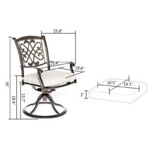 CASUAL WORLD Aluminum Patio Swivel Dining Chairs Set of 2, All-Weather Outdoor Gentle Rocker Chairs Bistro Chairs with 4 Seat Cushions for Garden Backyard Poolside, Beige & Light Blue