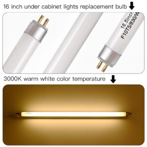 HoazHoald 16” F10T5/830/L Fluorescent Bulb T5 10W 3000K Warm White Light Bulb Diameter 5/8” Replacement for Jasco Philips Under Cabinet Counter Light Fixtures (4 Pack)