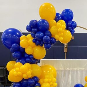 Blue and Yellow Graduation Balloons,12inch Navy Blue Yellow Latex Helium Balloons,Golden State Warriors Party,Minions Party Decorations,Pack of 50