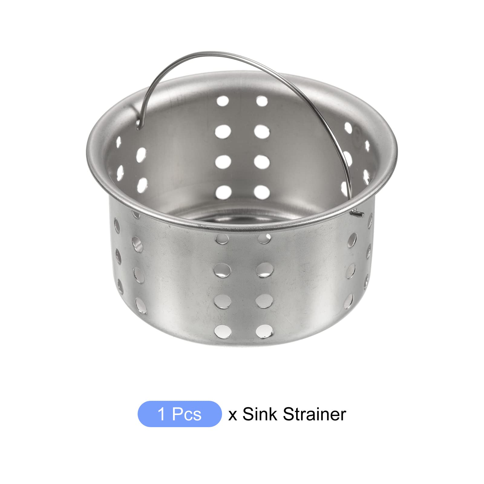 METALLIXITY Kitchen Sink Strainer, Stainless Steel Drain Hole Filter Mesh Basket Sink Strainer Bathtub Hair Catcher Stopper for Kitchen Sink, Silver Tone