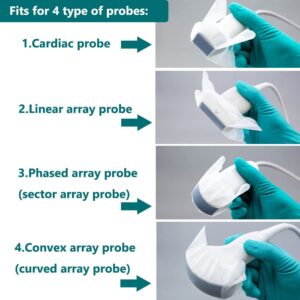 Ultrasound Probe Cover, Disposable Adhesive Latex-Free Clear, 5"Lx 3"W (50 Pcs)