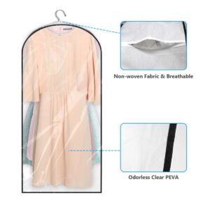 ECOMAID 60" Clear Garment Bags for Hanging Clothes, Garment Bags for Storage with Smooth Side Zipper 10" Gusseted Waterproof Garment Bags for Shirts, Coats, Dresses, Suits,4 Pack