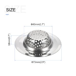 METALLIXITY Bathroom Sink Strainer (2.9") 2pcs, Metal Bathtub Hair Catcher Drain Protector Strainer for Bathroom Bathtub Washbasin, Silver Tone