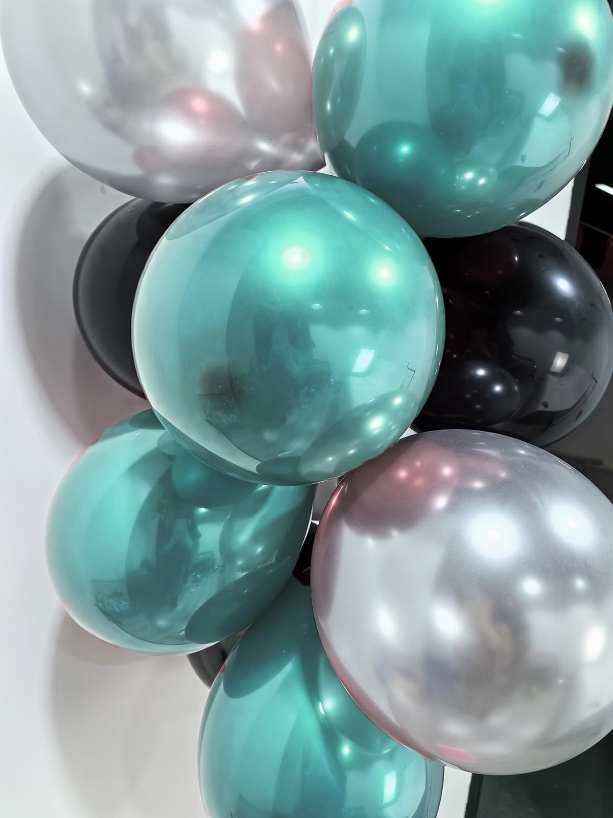 Teal Graduation Decorations 2024/Turquoise Black Graduation Party Decorations Teal Turquoise Black Balloons 45pcs/Teal Birthday Party Decorations for Women Teal Black Bridal Shower/Wedding