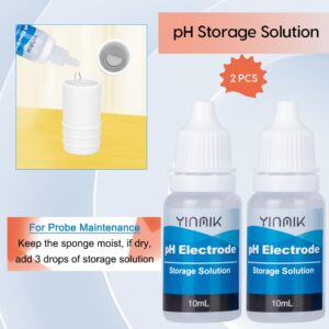 Replacement pH Probe for YINMIK YK-4 pH Meter, pH Electrode with EC Calibration Solution and pH Storage Solution