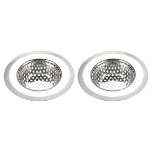 metallixity bathroom sink strainer (2.9") 2pcs, metal bathtub hair catcher drain protector strainer for bathroom bathtub washbasin, silver tone