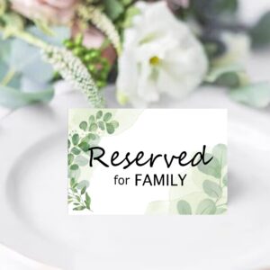 Reserved Signs for Wedding Reception Greenery Reserved Table Cards Tented Table Place Setting Cards Engagement Party,Rehearsal Dinner,Anniversary Party or Any Events 10 Pack (Color2)