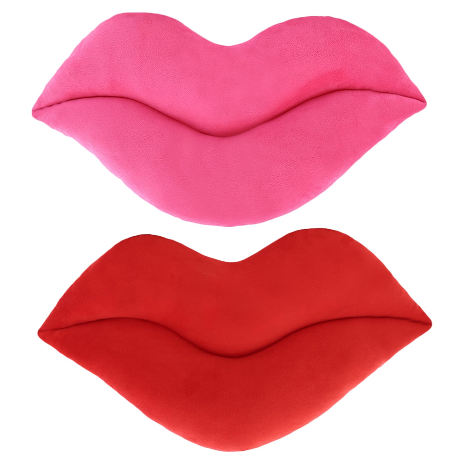 zhidiloveyou 2PCS 11.8" Lip Pillow Plush Hug Toy Soft Lip Shaped Decorative Cushion (Pink+Red)