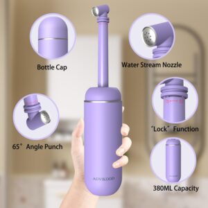 Portable Bidet for Travel, Reusable Peri Bottle for Postpartum Care, Handheld Sprayer for Women and Men, 380ml(12.8oz) Large Personal Hygiene Cleaning Bottle with Leakproof Design, Eco-Friendly Purple