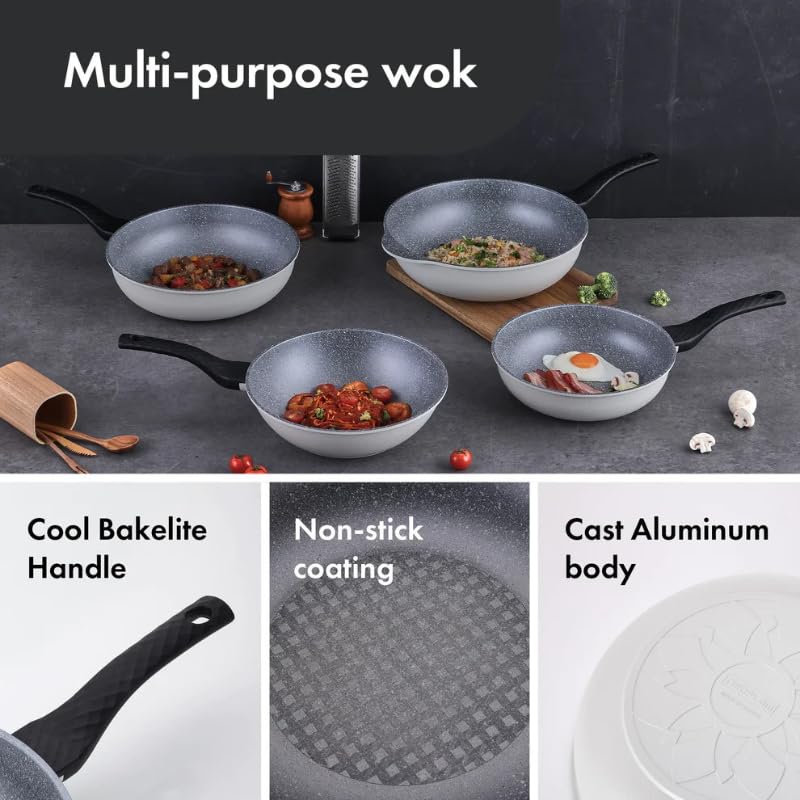 Neoflam Cast Aluminum Nonstick Wok | Easy to Use, Lightweight, Dishwasher Safe | Made in Korea (12", 30cm)