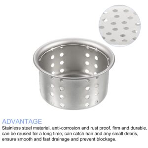 METALLIXITY Kitchen Sink Strainer, Stainless Steel Drain Hole Filter Mesh Basket Sink Strainer Bathtub Hair Catcher Stopper for Kitchen Sink, Silver Tone