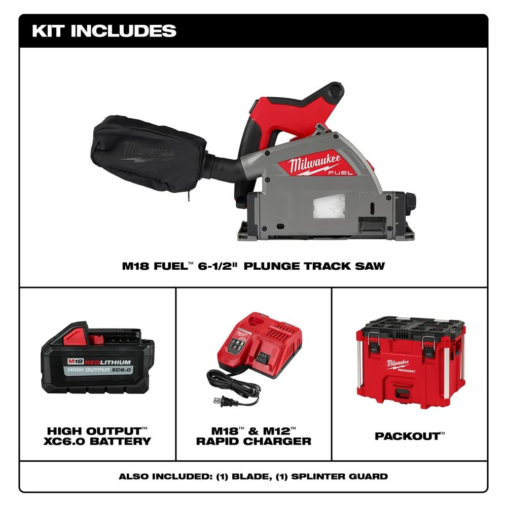 Milwaukee 2831-21 M18 FUEL 18V 6-1/2" Cordless Li-Ion Plunge Track Saw Kit