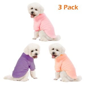 Kyaringtso Dog Sweater, 3 Pack Dog Sweaters for Small Dogs, Dog Clothes for Small Dogs Girl Boy, Ultra Soft and Warm Puppy Sweater Dog Coat for Winter Christmas (X-Small, Pink+Purple+Peach)