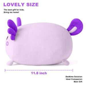 PEACH CAT Kawaii Axolotl Plush Pillow Cute Soft Axolotl Stuffed Animal for Kids Purple 11.8"