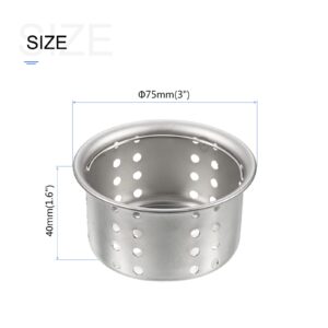 METALLIXITY Kitchen Sink Strainer, Stainless Steel Drain Hole Filter Mesh Basket Sink Strainer Bathtub Hair Catcher Stopper for Kitchen Sink, Silver Tone