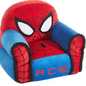 Customized Spider Sherpa Lined Kids Chair| Man| Superhero Spidey Plush Memory Foam Chair| Personalize with Name