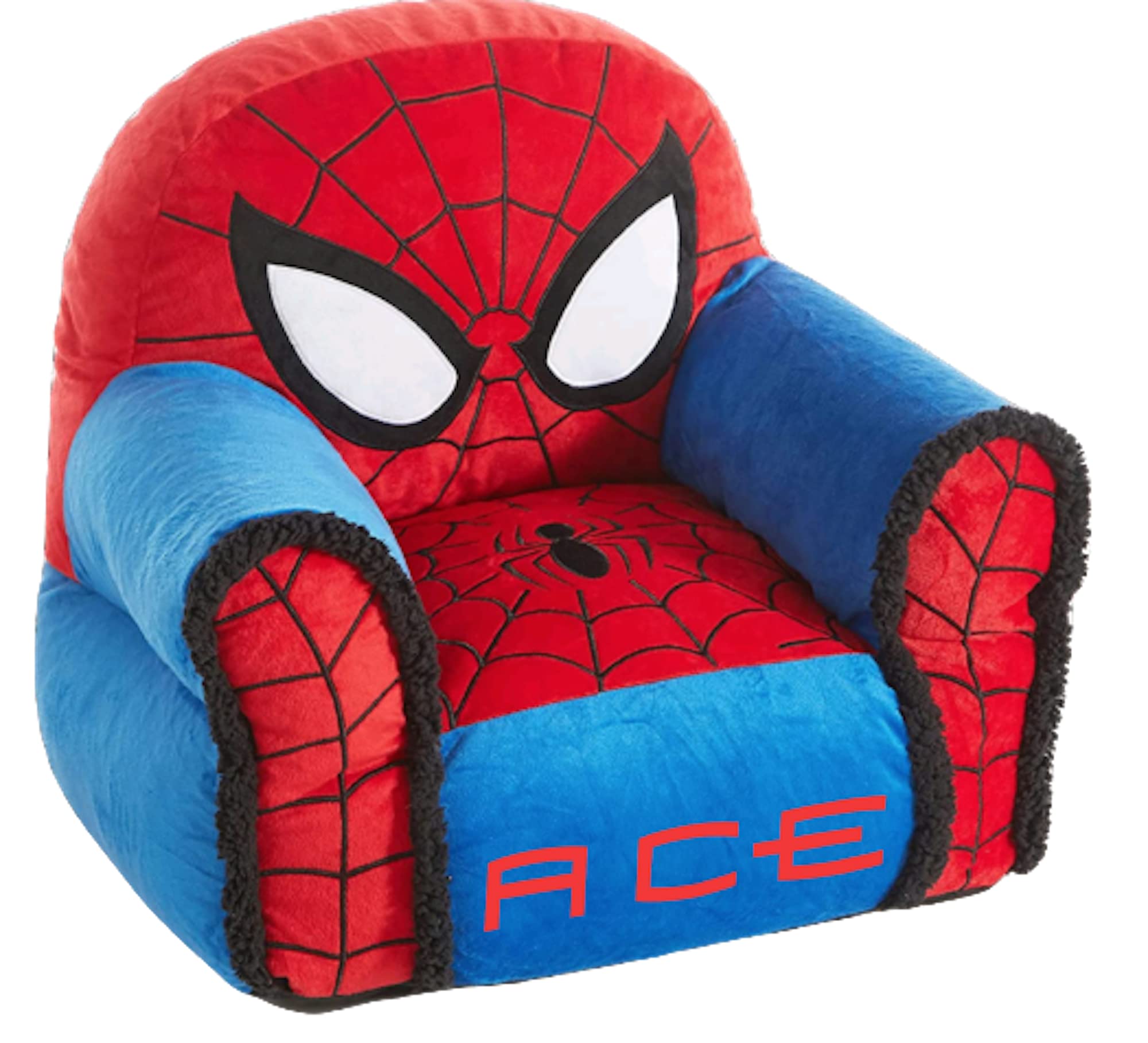 Customized Spider Sherpa Lined Kids Chair| Man| Superhero Spidey Plush Memory Foam Chair| Personalize with Name