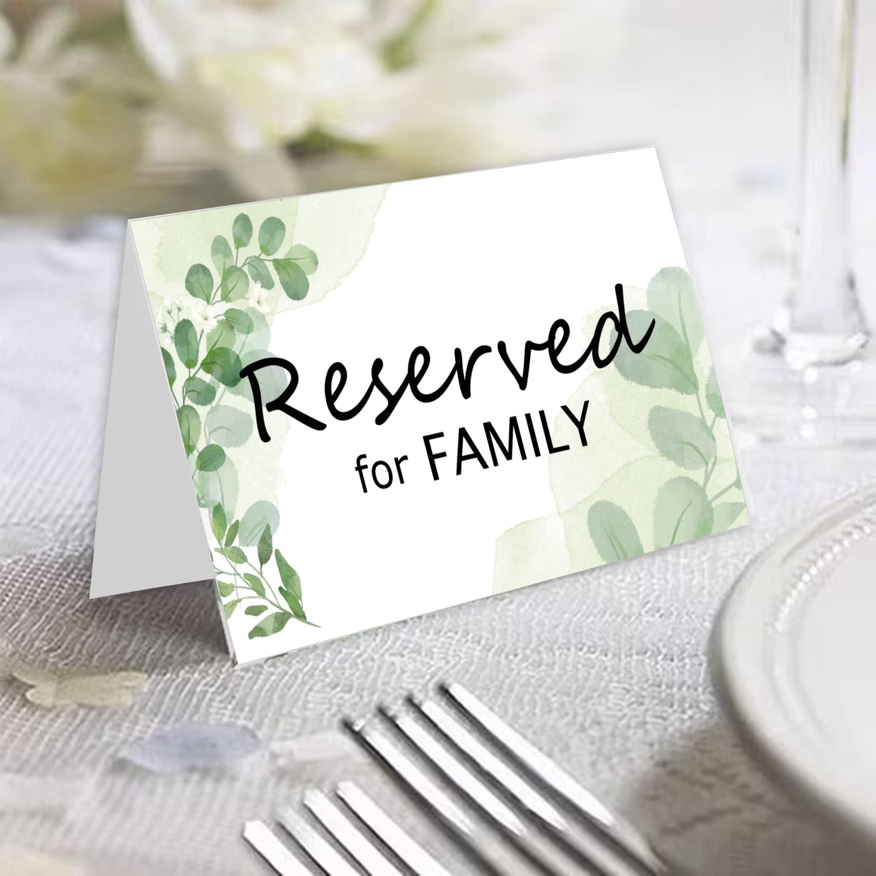 Reserved Signs for Wedding Reception Greenery Reserved Table Cards Tented Table Place Setting Cards Engagement Party,Rehearsal Dinner,Anniversary Party or Any Events 10 Pack (Color2)