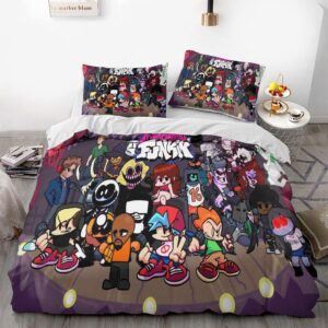 nichiyobi friday funkin game fnf duvet cover set 3d bedding comforter cover 3 pcs (1 duvet cover+2 pillowcases) bedding set (01,full-80x90in+20x30in*2)