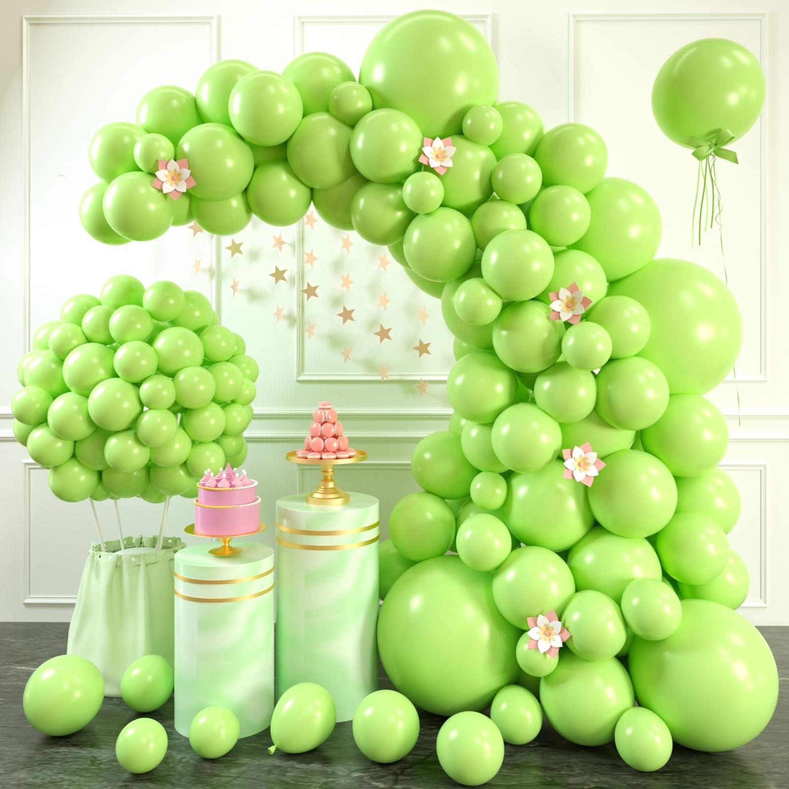 Ponamfo Lime Green Balloons Garland Kit - 154 Pcs 5/10/12/18 Inch Latex Balloon Arch Kit as Birthday Party Balloons Gender Reveal Balloons Baby Shower Balloons Wedding Anniversary Bridal Shower Party