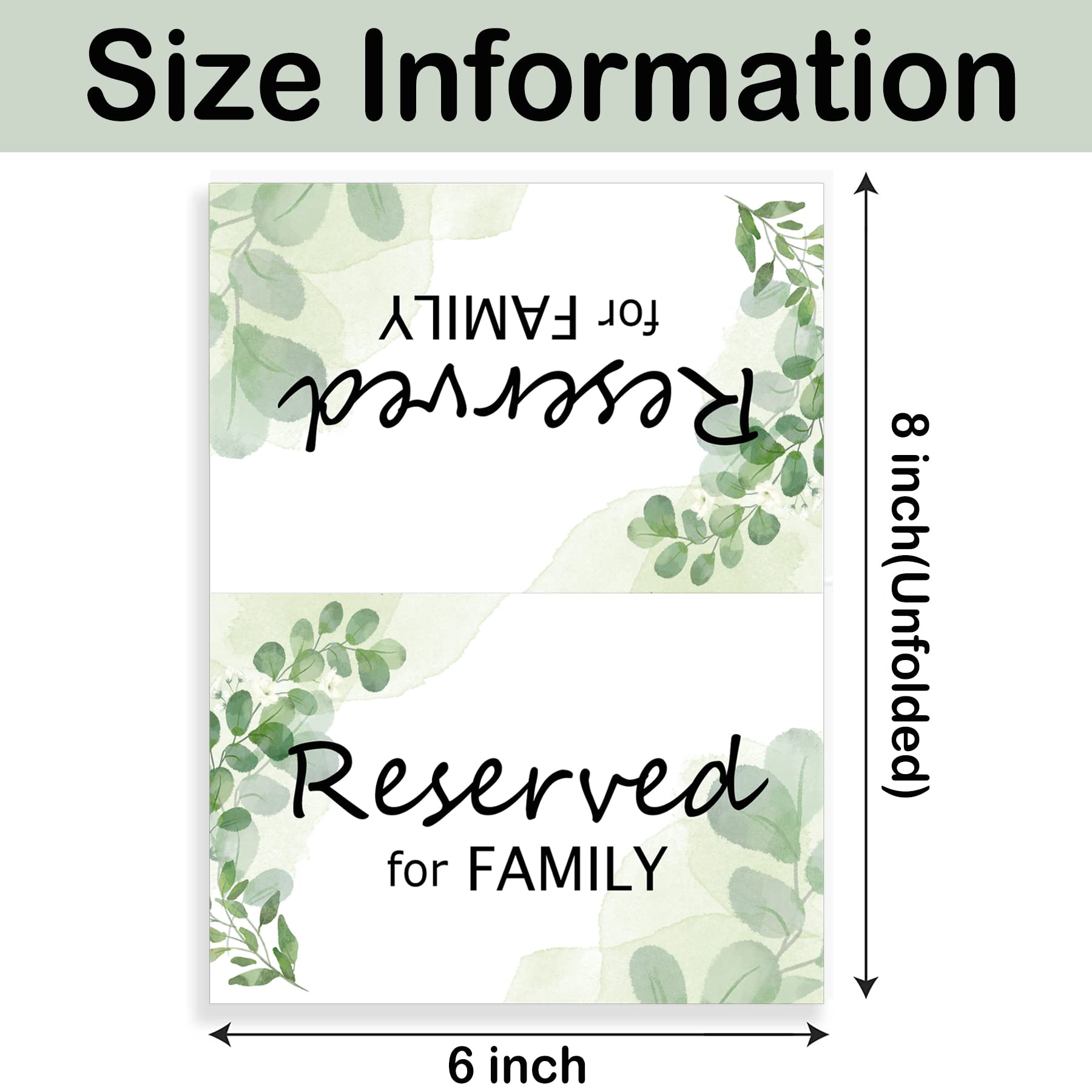 Reserved Signs for Wedding Reception Greenery Reserved Table Cards Tented Table Place Setting Cards Engagement Party,Rehearsal Dinner,Anniversary Party or Any Events 10 Pack (Color2)