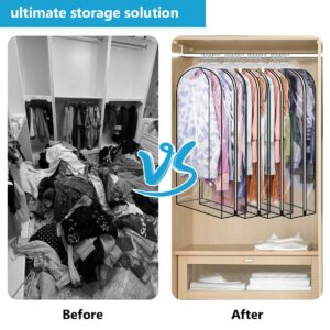 ECOMAID 60" Clear Garment Bags for Hanging Clothes, Garment Bags for Storage with Smooth Side Zipper 10" Gusseted Waterproof Garment Bags for Shirts, Coats, Dresses, Suits,4 Pack