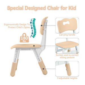 DOREROOM Kids Table and 2 Chairs Set, Height-Adjustable Toddler Table and Chair Set with Graffiti Desktop, 31.5''L x 23.6''W Children Activity Table for Daycare, Classroom, Home