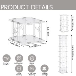 KALYLOC Shoe Storage for Closet, Plastic Vertical Shoe Organizer, Small Cubby Free Standing Shoe Shelves for Entryway Stackable Shoe Tower Space Saver (Clean 14 tier)