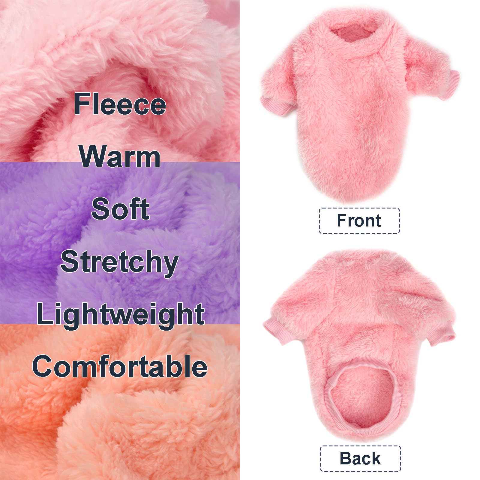 Kyaringtso Dog Sweater, 3 Pack Dog Sweaters for Small Dogs, Dog Clothes for Small Dogs Girl Boy, Ultra Soft and Warm Puppy Sweater Dog Coat for Winter Christmas (X-Small, Pink+Purple+Peach)