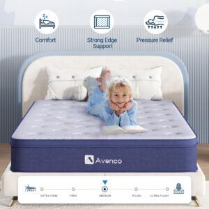 Avenco Twin XL Mattresses, Hybrid Mattress Twin XL, 10 Inch Twin XL Mattress Medium Firm for Pressure Relief and Sound Sleep, Wrapped Coils and CertiPUR-US Foam, Soft Breathable Fabric