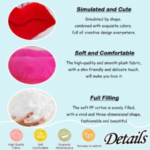 zhidiloveyou 2PCS 11.8" Lip Pillow Plush Hug Toy Soft Lip Shaped Decorative Cushion (Pink+Red)