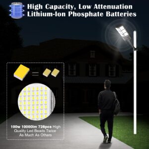 ZJOJO 2800W Solar Street Lights Outdoor Waterproof, 30000LM 728 LEDs Solar Lights Outdoor Dusk to Dawn, 6500K Commercial Parking Lot Light Solar Powered Flood Lights with Motion Sensor for Yard, 4Pack