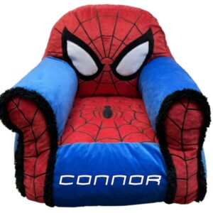 Customized Spider Sherpa Lined Kids Chair| Man| Superhero Spidey Plush Memory Foam Chair| Personalize with Name