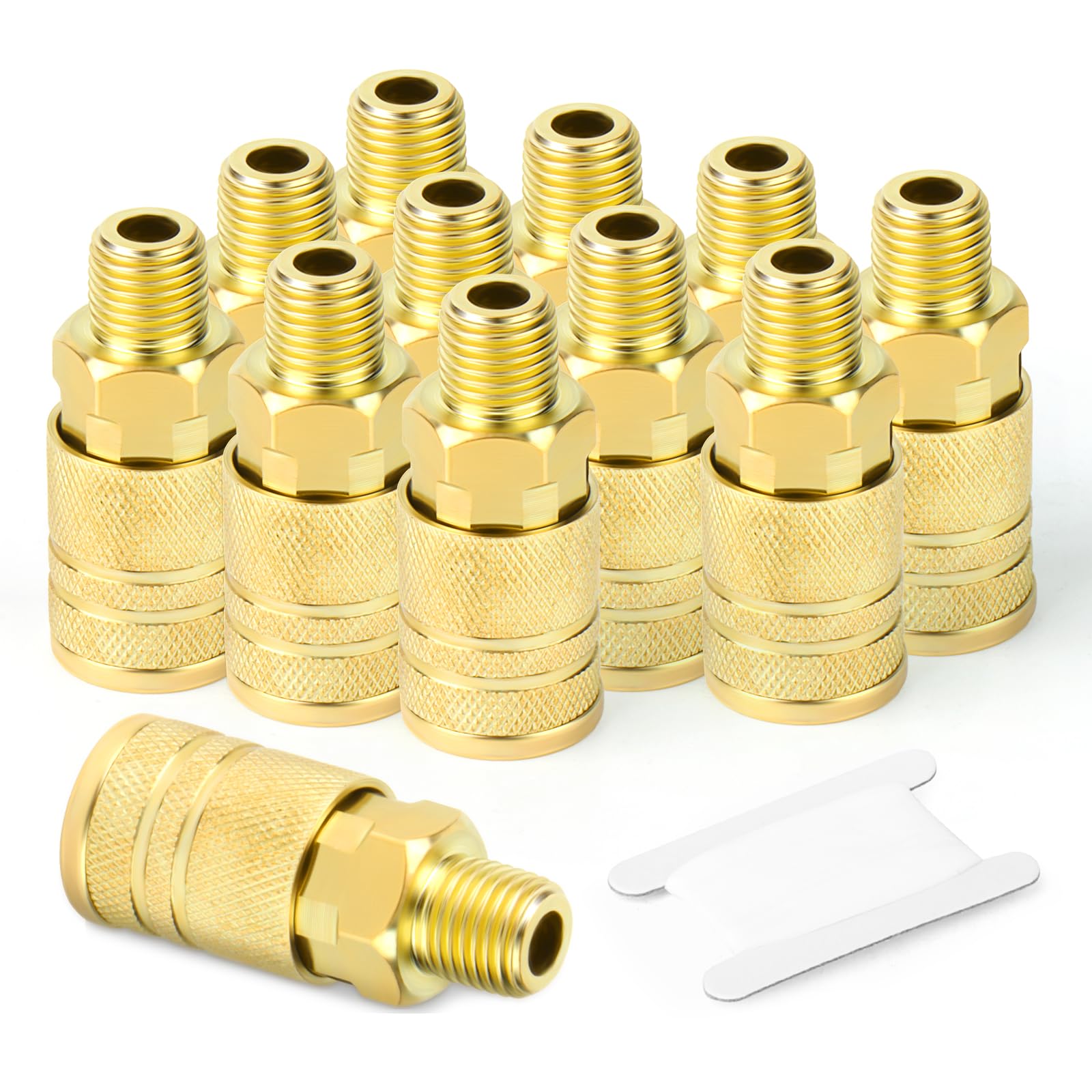 GASHER 12PCS 1/4-Inch Male Industrial Coupler,1/4 Inch NPT Male Threads Size, Quick Connect Air Coupler