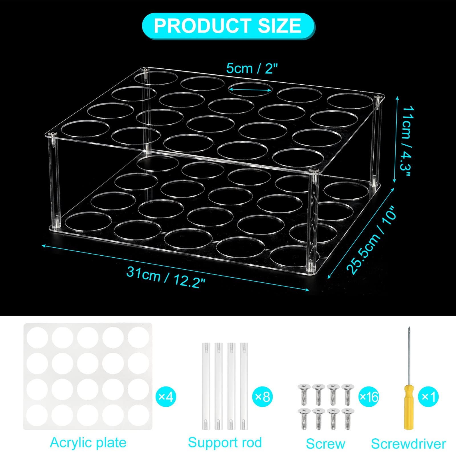 uxcell 2 Set Vinyl Roll Storage Rack, Acrylic Vinyl Roll Holder for Up to 40-Holes, Vinyl Organization for Craft Room Gift Wrap Roll Vinyl Storage Organizer Household Gadgets, Clear