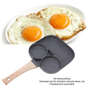 Breakfast Cooking Pan Egg Frying 2 Round Cup 3 Section Stick Proof With Wooden Handle For Induction Gas Stove Home