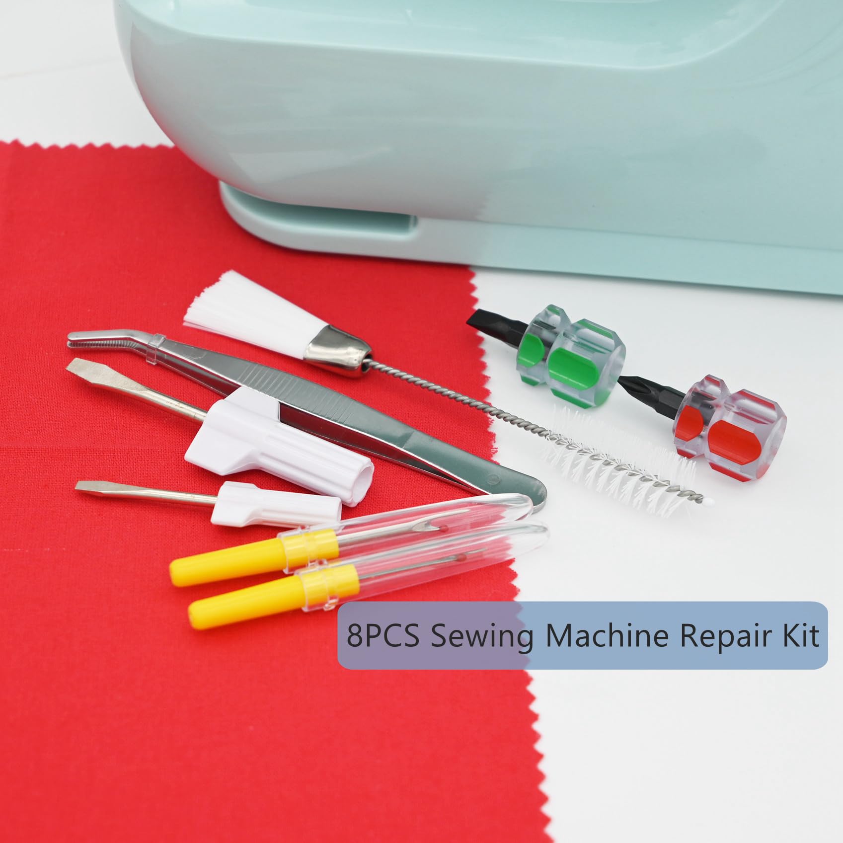 8 Pieces Sewing Machine Cleaning Kit Include Sewing Machine Repair Tools with Tweezers Double Headed Brush Screwdriver for Repair and Cleaning Sewing Machine