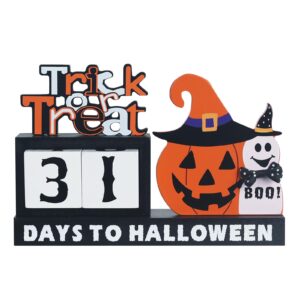 dewbin halloween decorations indoor, large size wood block set with pumpkin cat halloween countdown decor, thrick or treat table centerpiece for the home, mantle, halloween party decorations