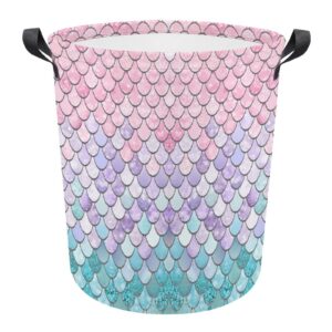 lurhonp collapsible laundry basket mermaid large waterproof laundry bag dirty clothes storage basket toys organizer with handles for kids room,mermaid 02