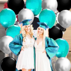 Teal Graduation Decorations 2024/Turquoise Black Graduation Party Decorations Teal Turquoise Black Balloons 45pcs/Teal Birthday Party Decorations for Women Teal Black Bridal Shower/Wedding