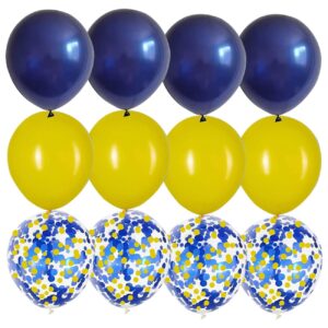 Blue and Yellow Graduation Balloons,12inch Navy Blue Yellow Latex Helium Balloons,Golden State Warriors Party,Minions Party Decorations,Pack of 50