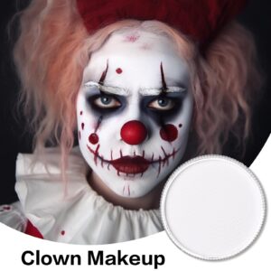 Clown White Face Body Paint(30gm), Water Activated Face Painting Kit for Kids & Adults, Non-Toxic SFX Makeup Facepaint for Halloween Joker Skeleton Skull Vampire Cosplay Costume, Stage & Mime